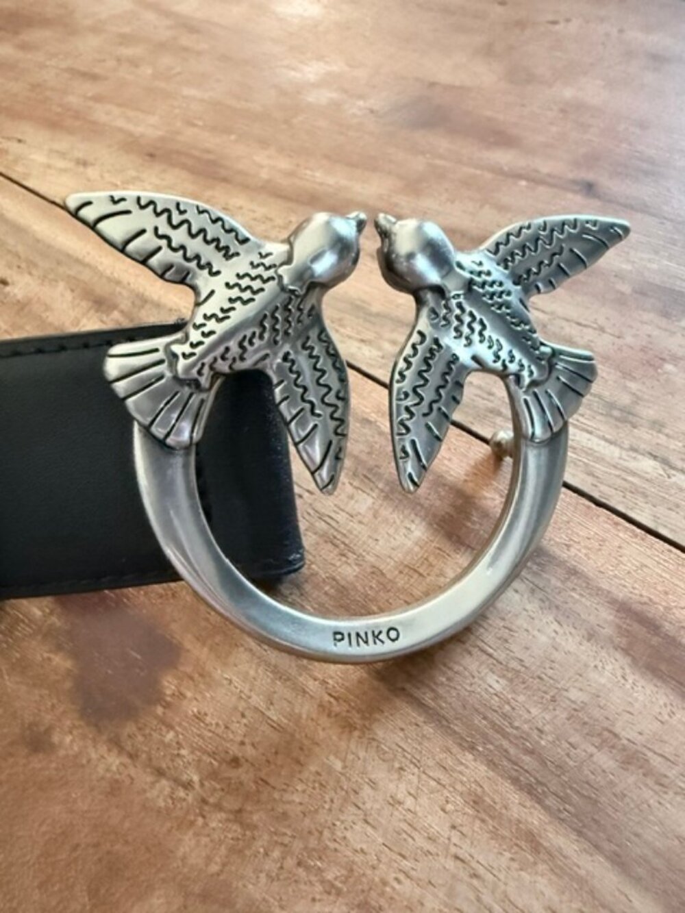 PINKO Love Berry logo-plaque leather belt